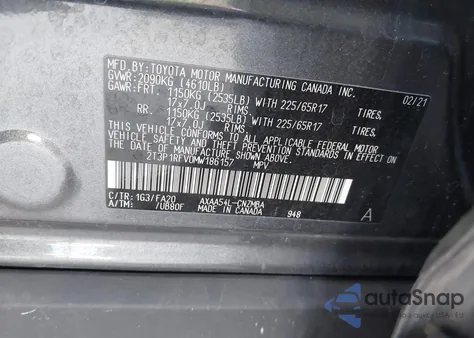 2021 Toyota Rav4 Xle z USA, uszkodzony, nr VIN 2T3P1RFV0MW186157